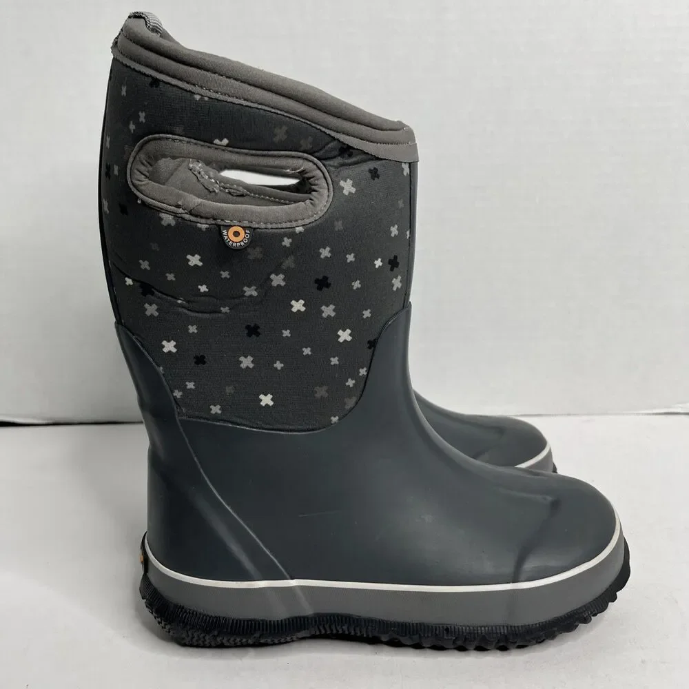 BOGS Grey Classic Plus Waterproof Insulated Rubber Neoprene Boot SZ 2